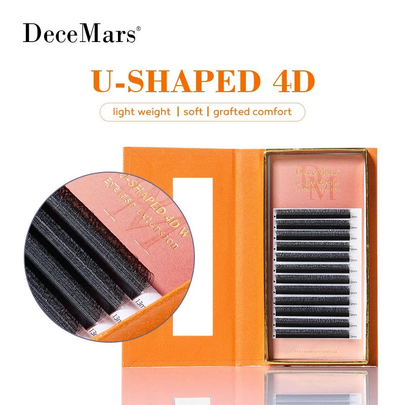 DeceMars U-Shaped 4D Eyelash Extensions (12lines/Tray) for Makeup