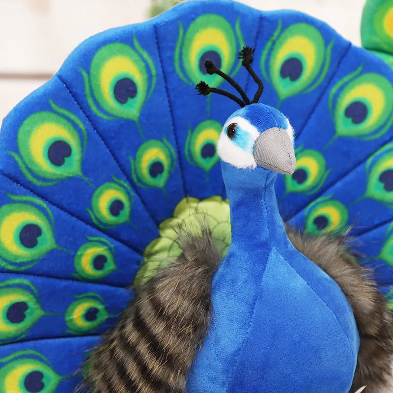 Cute Simulation Green Peacock Plush Toy Blue Peacock Doll Decorative Ornament Gift Bird Doll Zoo Souvenir Ornament Photo Props