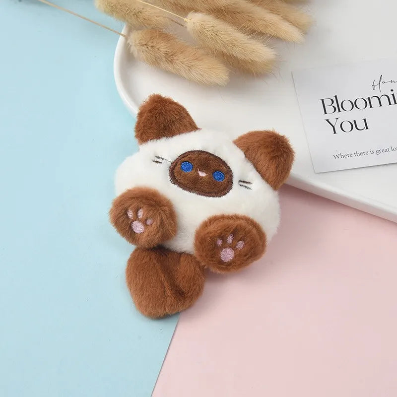 New Squeaky Kitten Plush Doll Bag Hanging Cute Cartoon Diy Cat Brooch Gold Key Chain Four Optional Birthday Gifts For Children