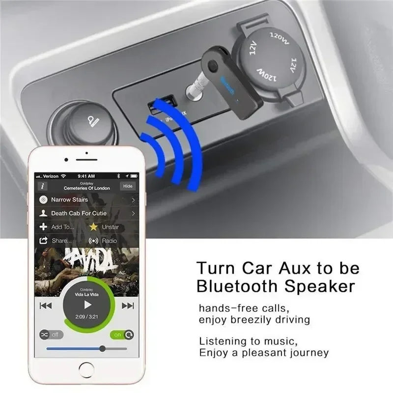 Bluetooth 5.0 Wireless Audio Receiver 3.5mm AUX Car Adapter, Mobile Phone Hands-Free Stereo Music Converter Wireless Car Adapter