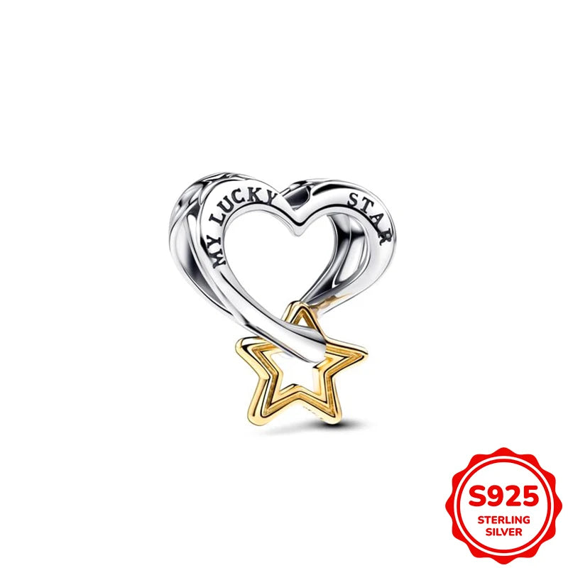 Charms plata de ley Disney Gold Plated Lily Flower Pendant Beads Fits 3mm Bracelets Necklace For Women Luxury DIY Fine Jewelry
