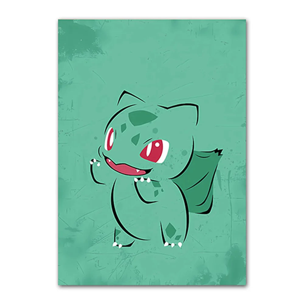 Cartoon Anime Poster Pokemon Pokémon Pikachu Watercolor Art Kids Room Decoration Wall Hanging Painting Kids Gift