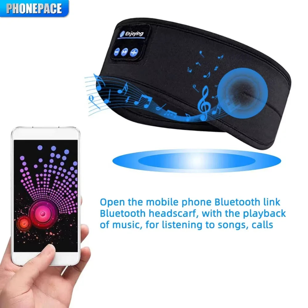 HOMEFISH BT Earphones Sports Sleeping Headband Elastic Wireless Headphones Music Eye Mask Wireless Bluetooth Headset Headband