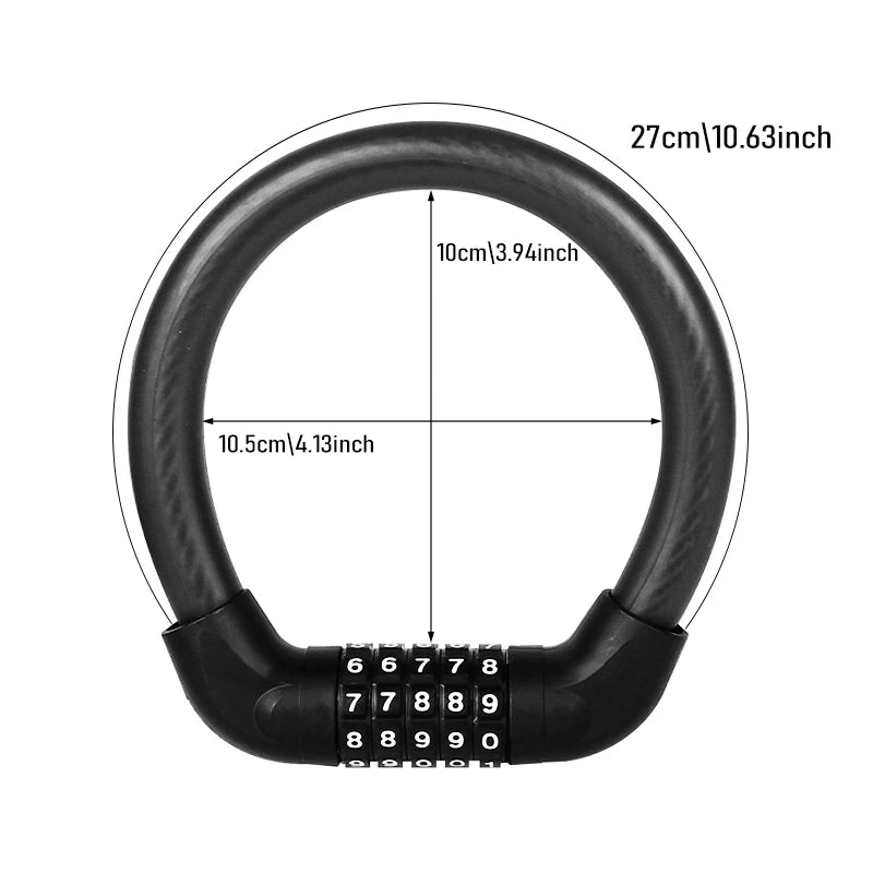 5-Digit Combination Bike Lock - Heavy-Duty Universal Bicycle Lock for Mountain Bike/Scooter/&Motorcycles - Anti-Theft Protection