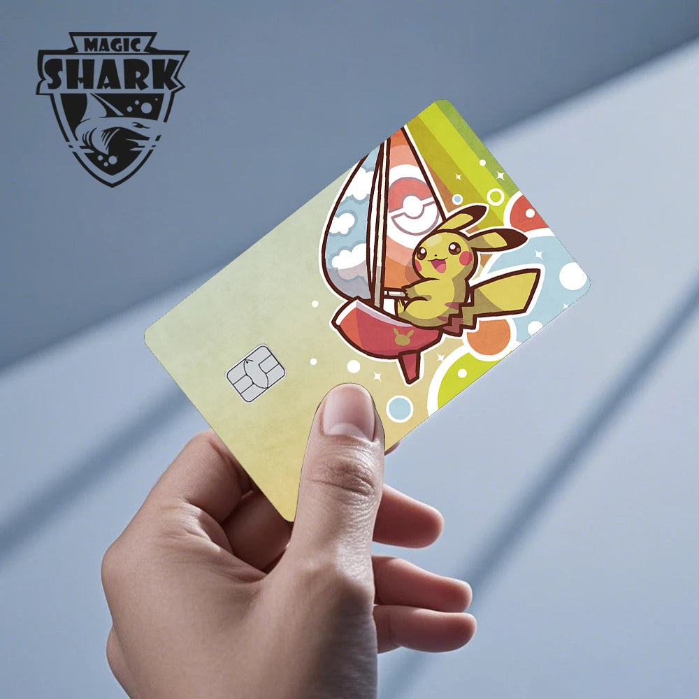 Maigc Shark Cute Pokemons Mewtwo Eevee Pikachu Gengar Sticker Film Cover for Debit Credit Card No Fade