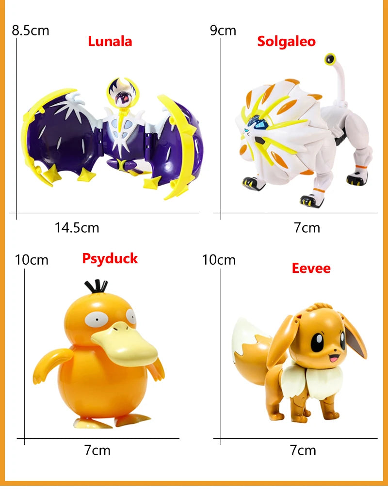 Funny Pokemon Transformation Cartoon Model Pokeball Pikachu Toys Scalable Anime Figure Dolls Model Ornaments Kids Birthday Toys