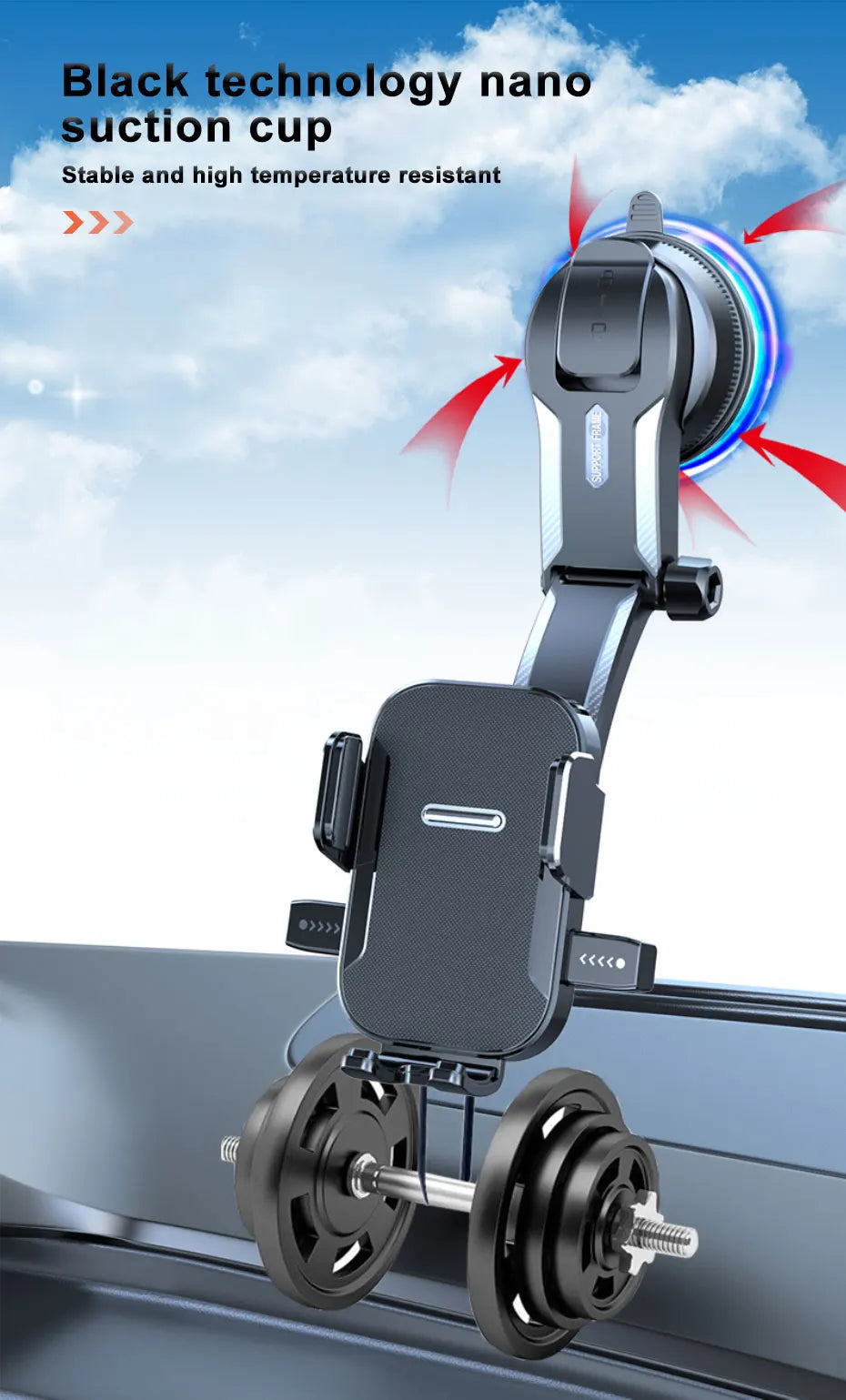 SEAMETAL Car Dashboard Phone Bracket Universal Auto Cellphone Stand For GPS Navigation Universal Desk Windshield Hanging Holder