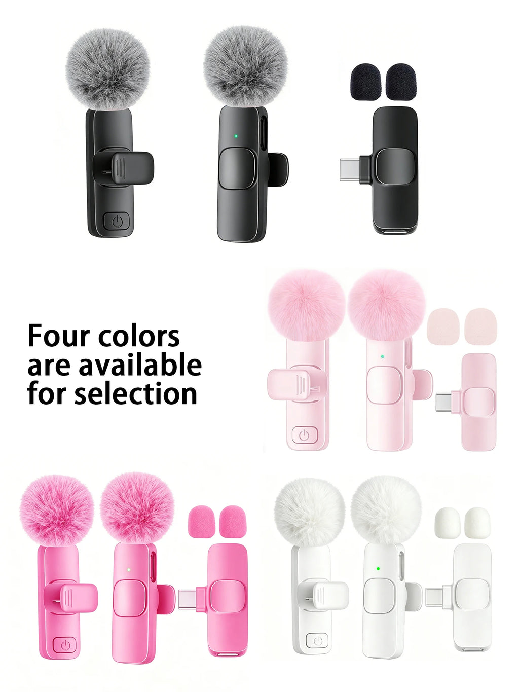 Type-C Port Professional Wireless Lavalier Microphone for Smartphones, Computers and Cameras, Plug and Play