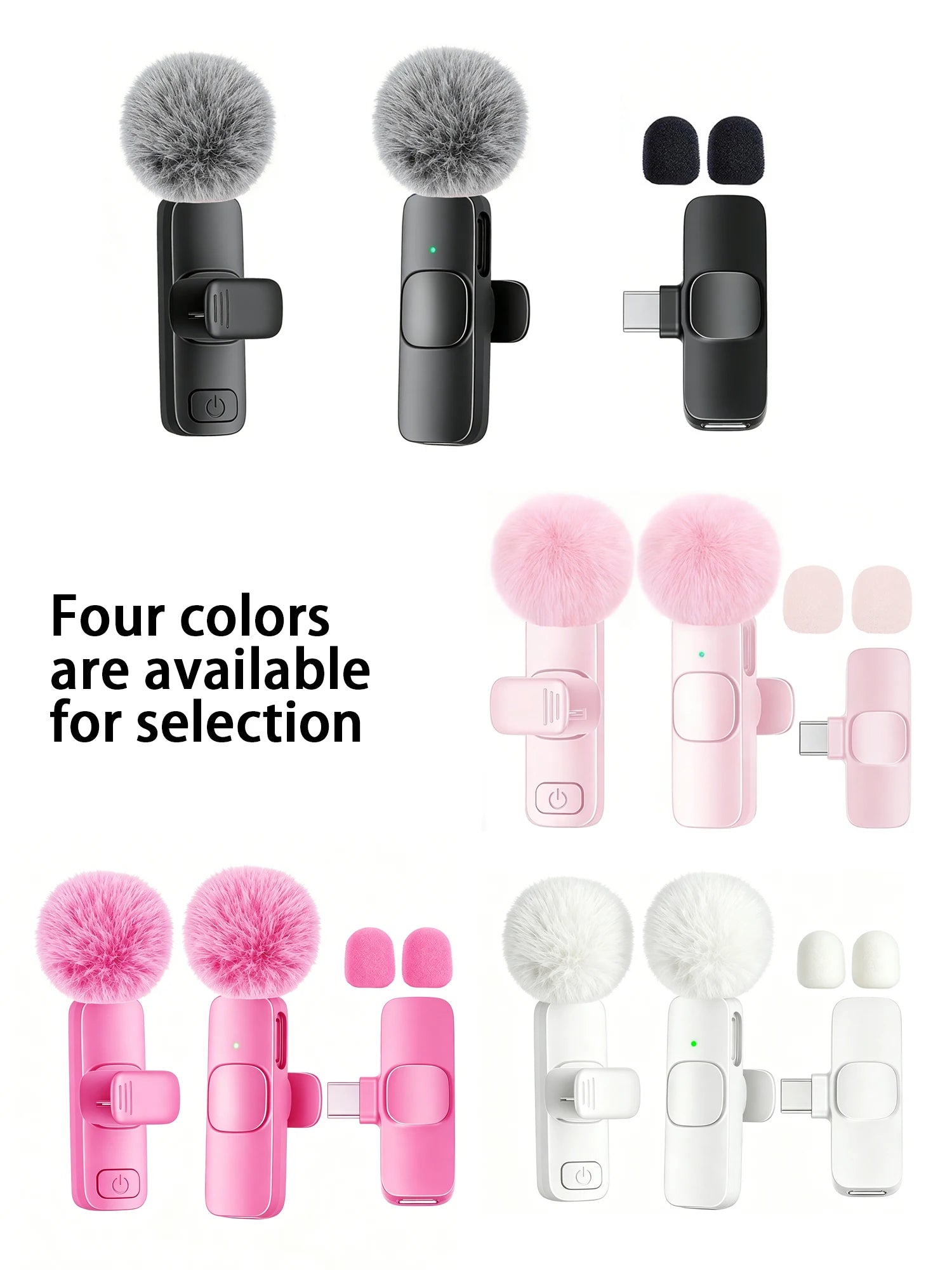 Type-C Port Professional Wireless Lavalier Microphone for Smartphones, Computers and Cameras, Plug and Play