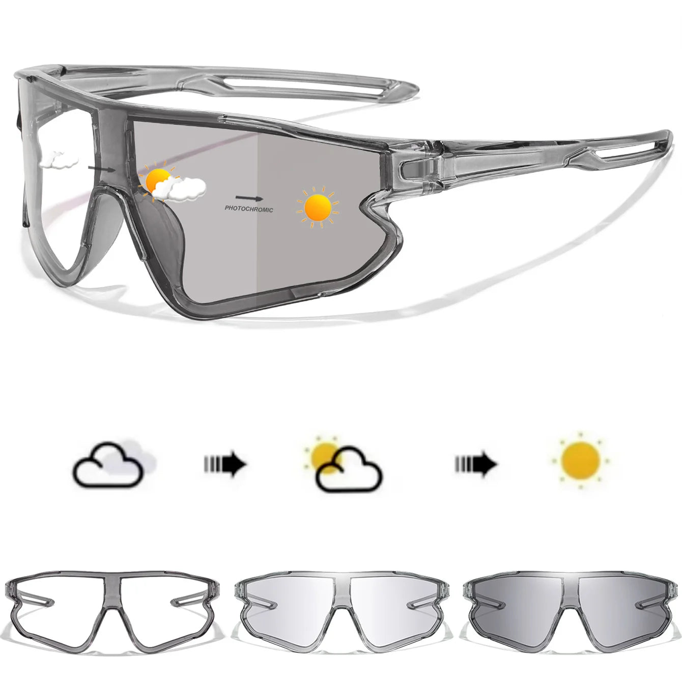 New Style Brand Photochromic Eyewear Men Women Bicycle MTB Bike Running Fishing Cycling Glasses Comfortable Windproof Goggles