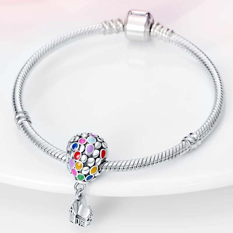 Charms plata de ley Disney Gold Plated Lily Flower Pendant Beads Fits 3mm Bracelets Necklace For Women Luxury DIY Fine Jewelry