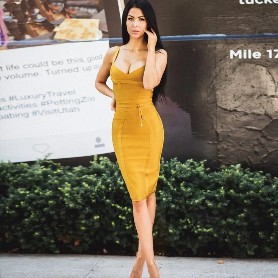 【New style】's hot sale 's hot sale European and American suspender waist sexy hip bandage dress Guangzhou source