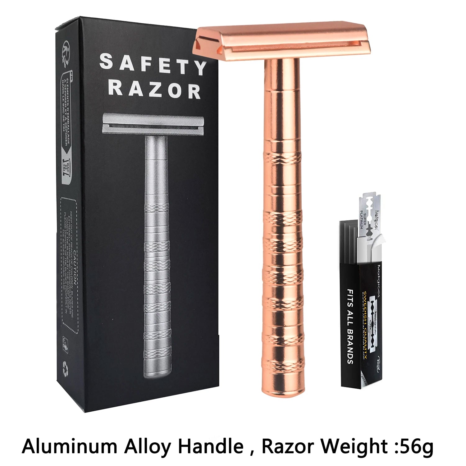 Double Edge Safety Razor with 5 Spare Blades 30° Angled Precision Reusable Single Blade Razors for Men and Women