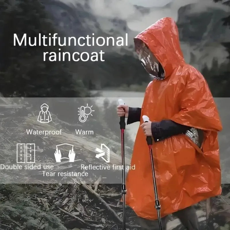 Outdoor Emergency Insulation Raincoat Multifunctional First Aid Raincoat Life Blanket Rainproof and Cold Resistant Dual-purpose