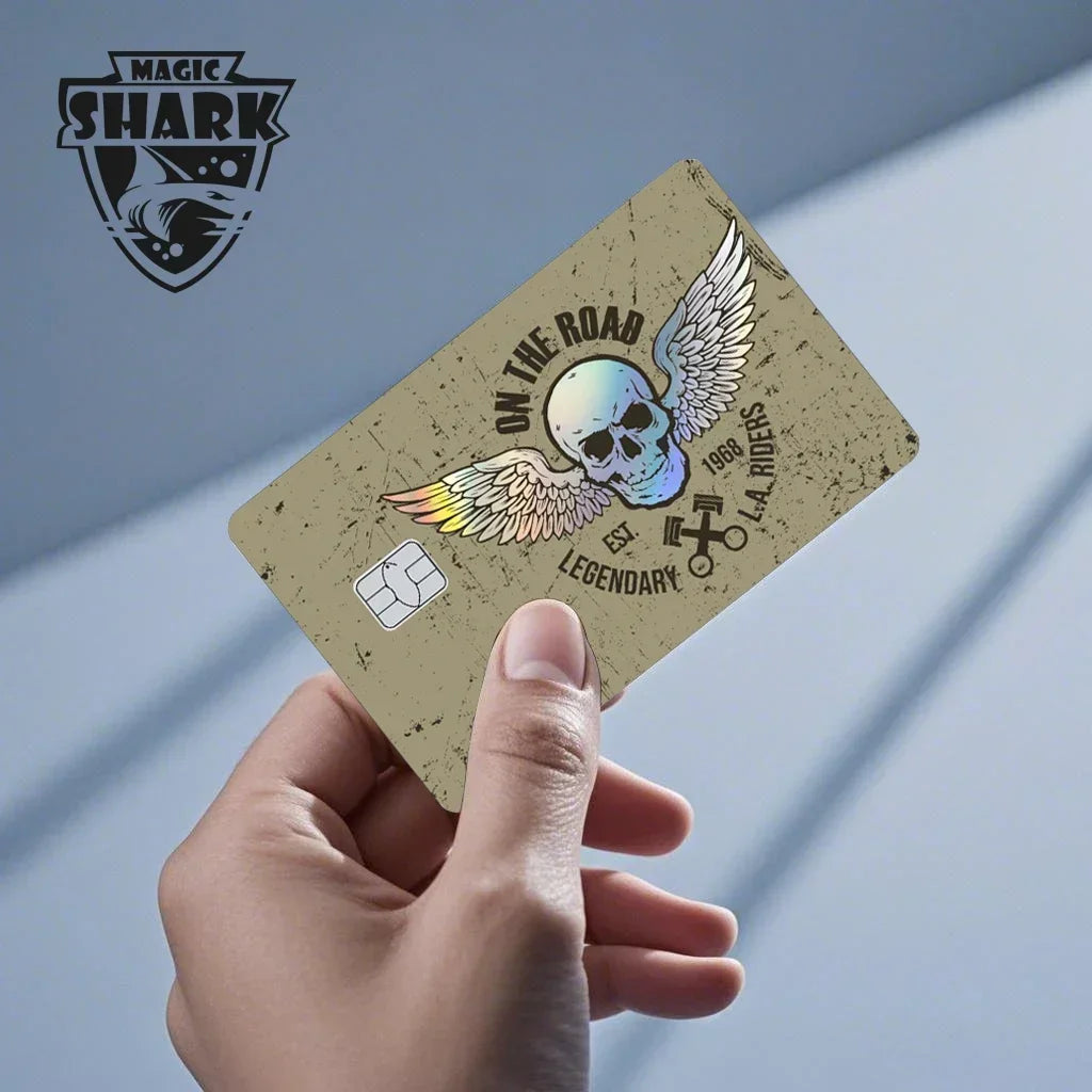 Magic Shark Skull Panda Hunter Broke Blue Eyes Dragon Laser Holographic Sticker Cover Film Skin for Credit Bank Debit Card