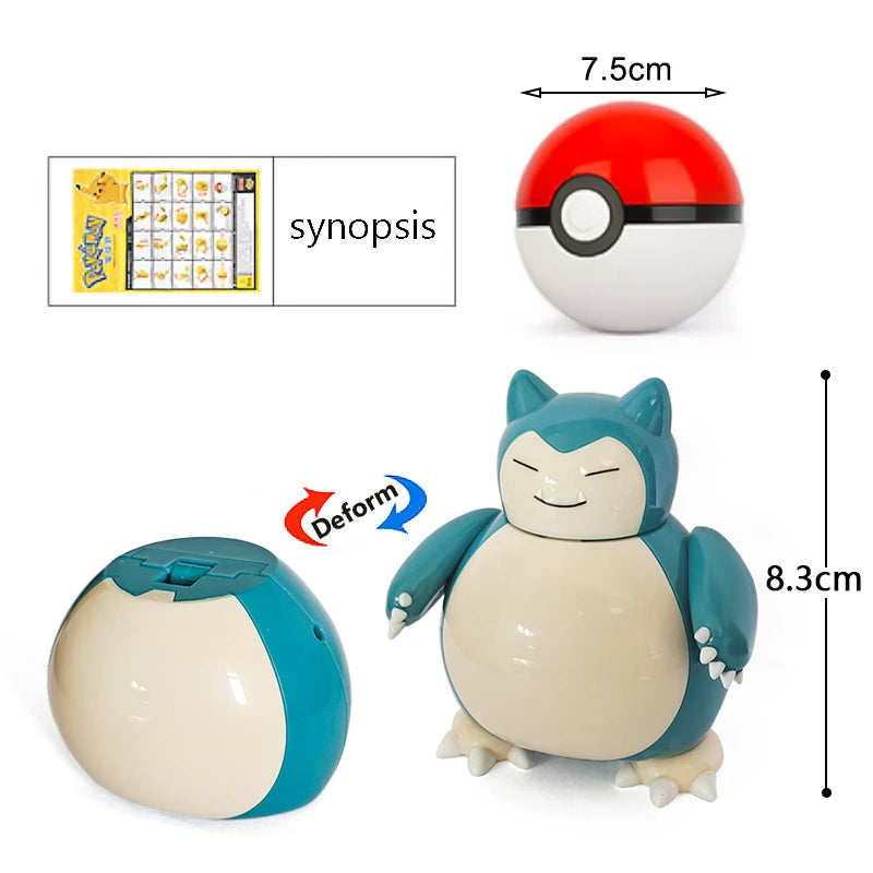 Funny Pokemon Transformation Cartoon Model Pokeball Pikachu Toys Scalable Anime Figure Dolls Model Ornaments Kids Birthday Toys