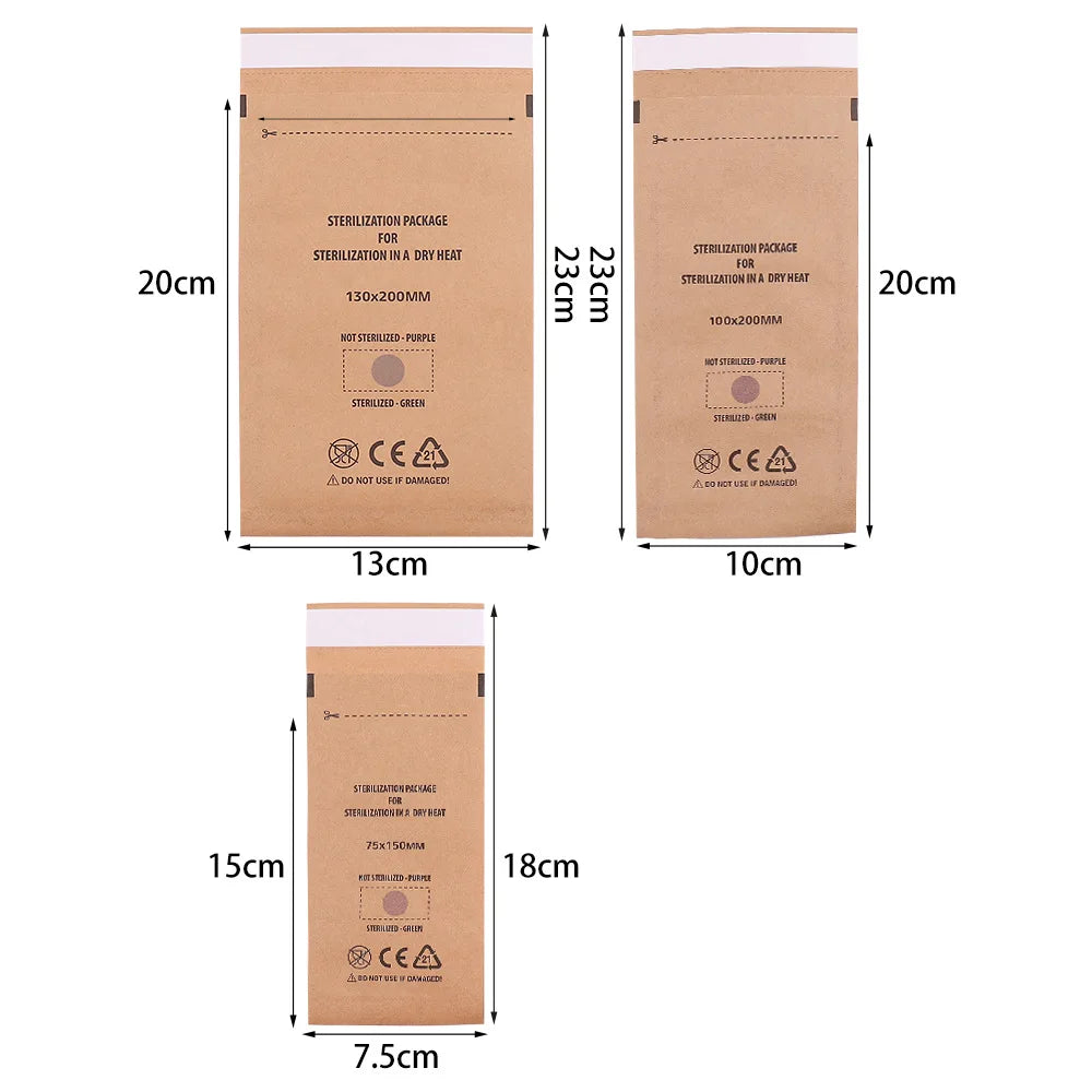 50/100Pcs Kraft Paper Bag Disposable Sterilization Disinfection Bag Nail Tools Sterilizer Manicure Bags sterilization Pouch