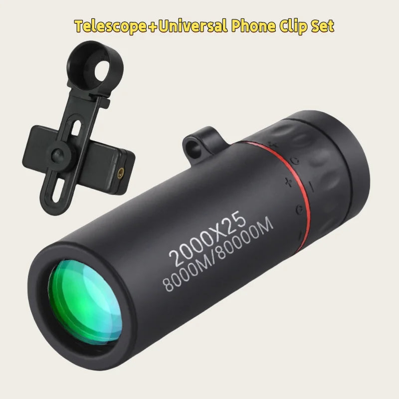 2000x25 HD Monocular Telescope Mini Portable Mobile Phone Telescope with Holder Outdoor Camping Hunting Birdwatching Telescopes