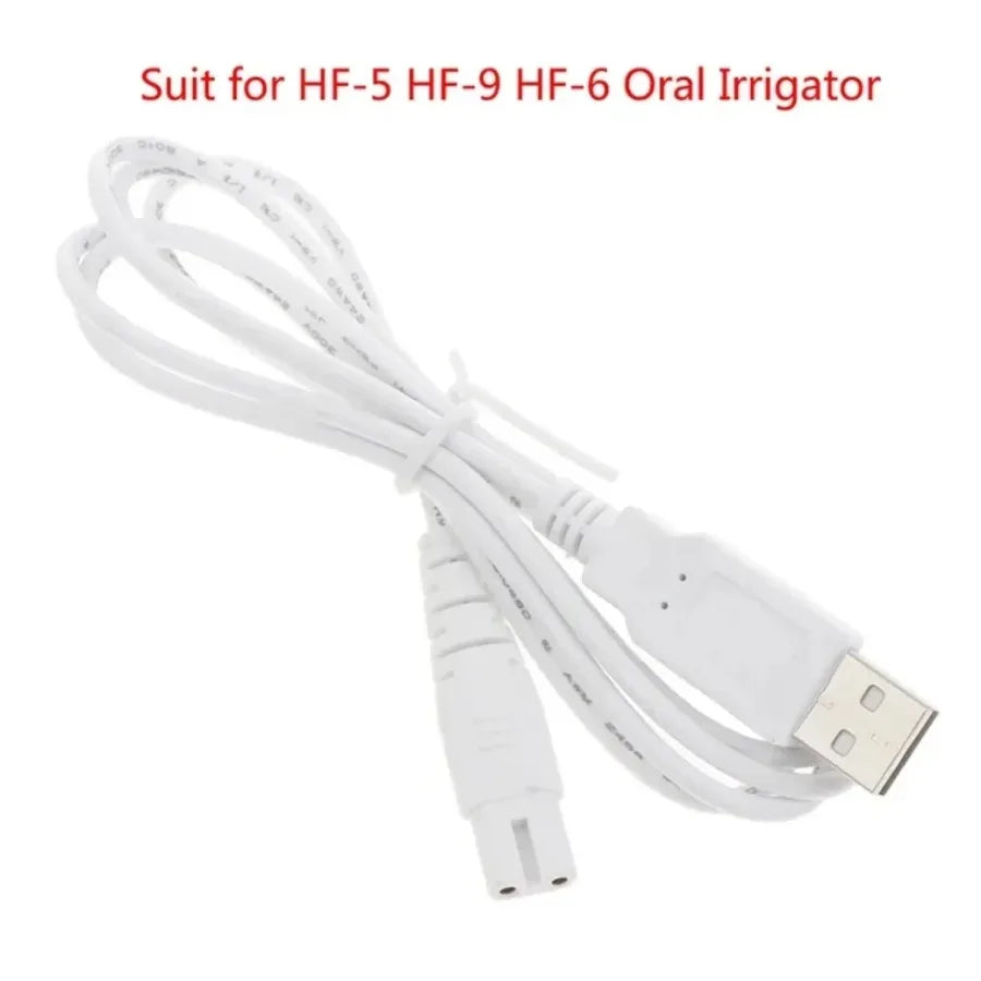 XIKCU White USB Cable Charging Line Suit HF-5 HF-9 HF-6 Oral Irrigator Teeth Water Flosser Power Cord USB Electrical Cord
