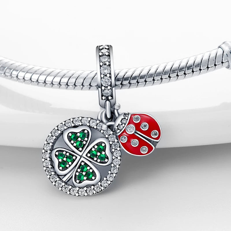 Charms Silver 925 Ladybugs and Cherry Strawberries Pendant Bead Fit 3mm Bracelet Bangle Necklace For Women Luxury Jewelry Making