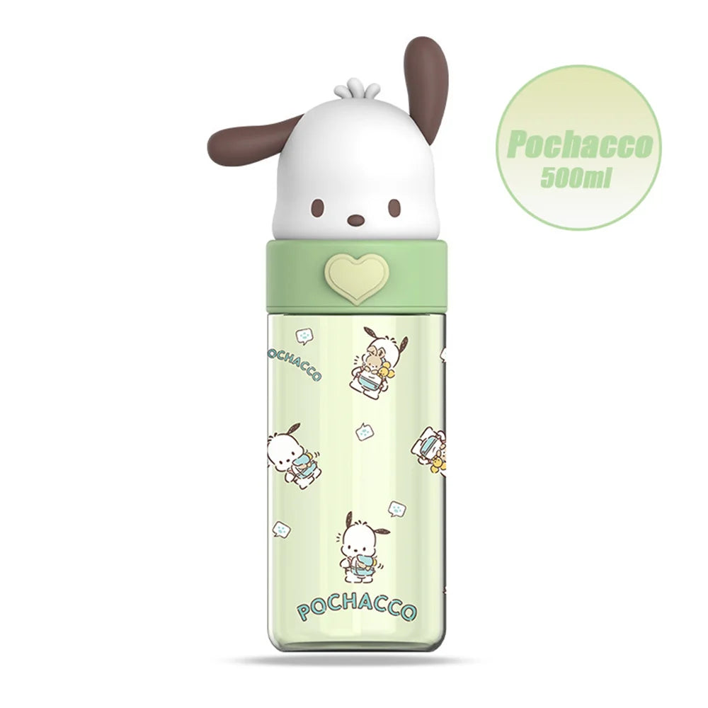 500ml Kawaii Sanrio Dolls Transparent Cup Cartoon Hello Kitty Kuromi Cinnamoroll Melody Plastic Water Bottle Gifts