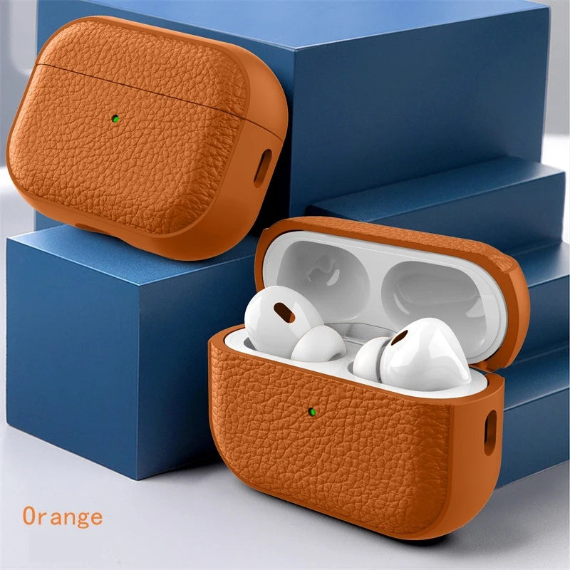 Luxury Leather Cover For AirPods 4 3 2 1 Business Earphones Cover For Apple AirPods Pro 1 2 Headset Shell With Hook Accessories
