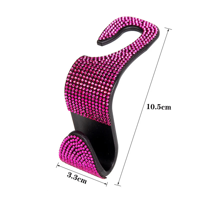 Rhinestone Decor Car Seat Back Hook Hanger Universal Bling Diamond Vehicle Auto Headrest Storage Holder Car Accessories