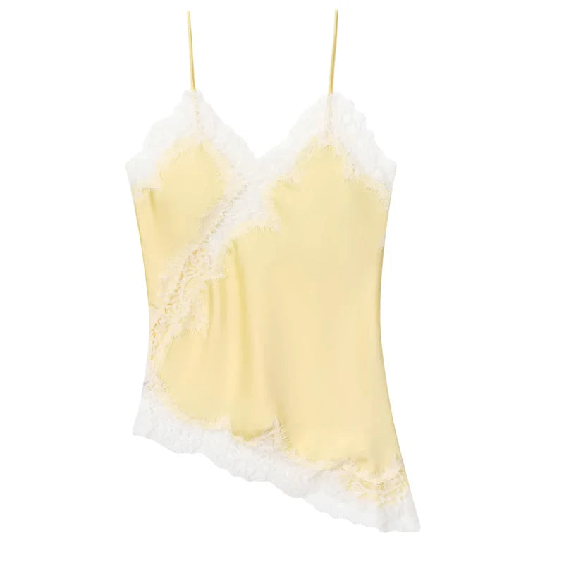 HXAO Camisole Black Lace Top Women Summer Sleeveless Cropped Sexy Tops Cut Out Backless Asymmetrical Top Woman Corset Slip Top