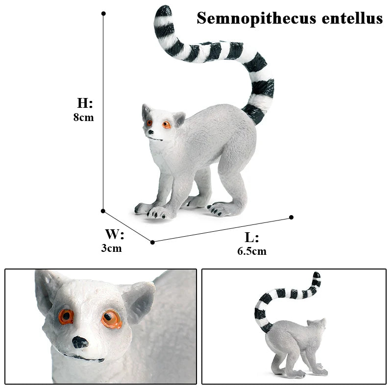 Oenux Simulation Wild Figurines Lesser Panda Raccoon Lemur Model Action Figures Forest Animals Home Education Kids Toy Gift