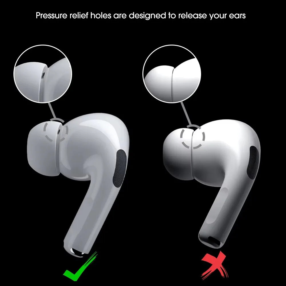 Eartips For Airpods Pro 1/2 Ear Pads Silicone Case Pressure Relief Hole Ear Caps Cushion Eartips Buds Earphone Air Pods Pro