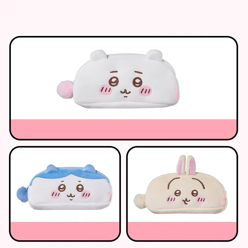 Cute Hachiware Series Plush Embroidery Pencil Case Ins Style Cartoon Usagi Large Capacity Student Storage Bag Gift