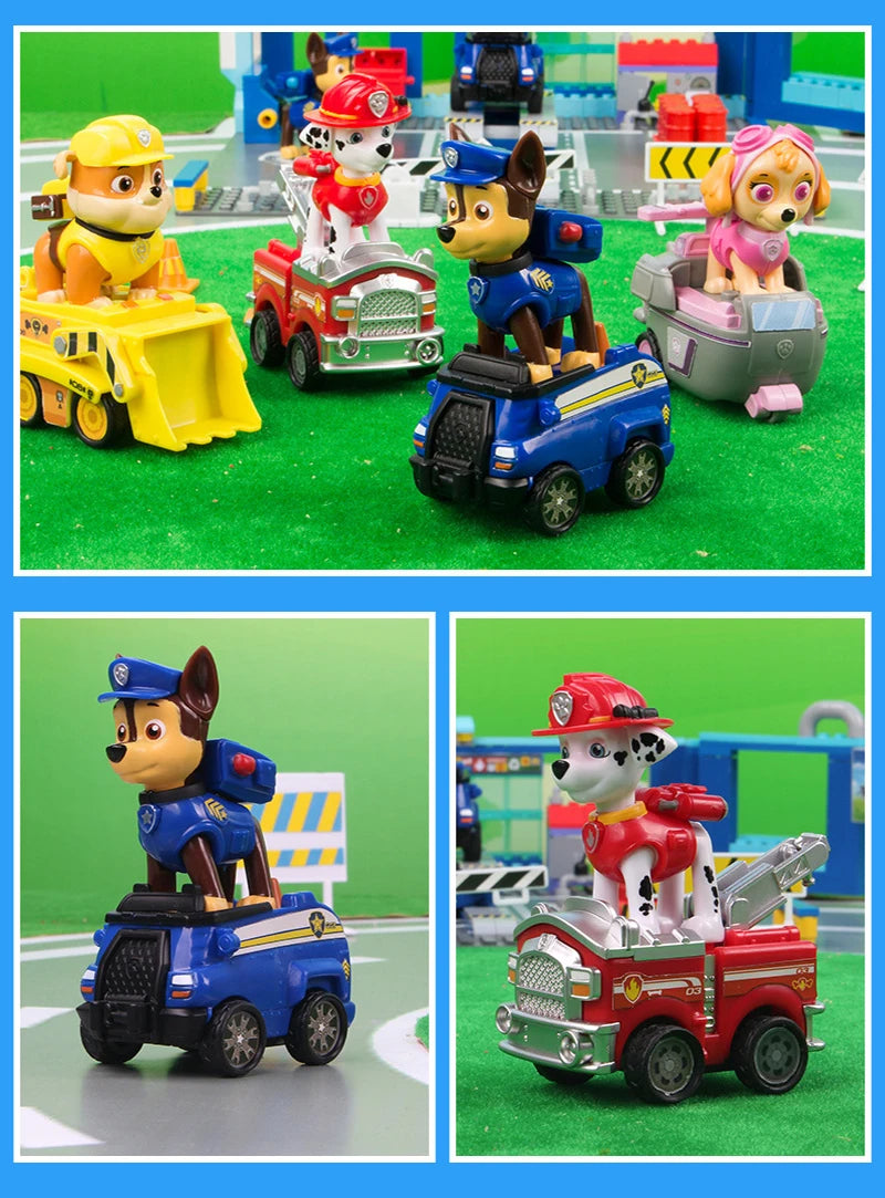 Genuine Paw Patrol PVC Cartoon Model Car 4-6cm Ryder Mashall Chase Rubble Skye Puppy Patrol Toys Figure Children Christmas Gifts
