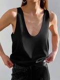 2026 New Solid Color Satin Sleeveless Top for Women U Neck Active & Street Style Soft Comfortable Casual Daily Party Wear