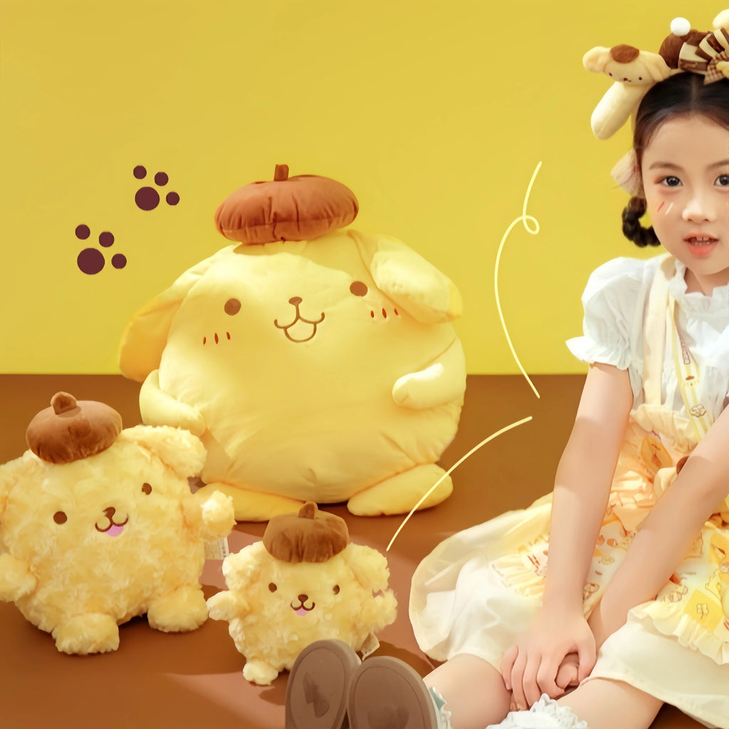 Japanese Anime Peripherals Sanrio Pom Pom Purin Doll Soft Stuffed Anime Plushies Pompompurin Plush Toy Sofa Bed Home Decor Gifts