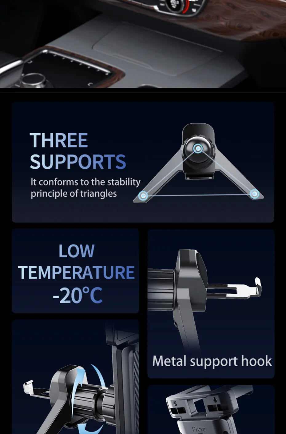 BLALION Car Air Conditioning Port Air Vents Tablet Holder 7-12.9 Inch Folding Screen Cell Phone Holder Universal Car Bracket