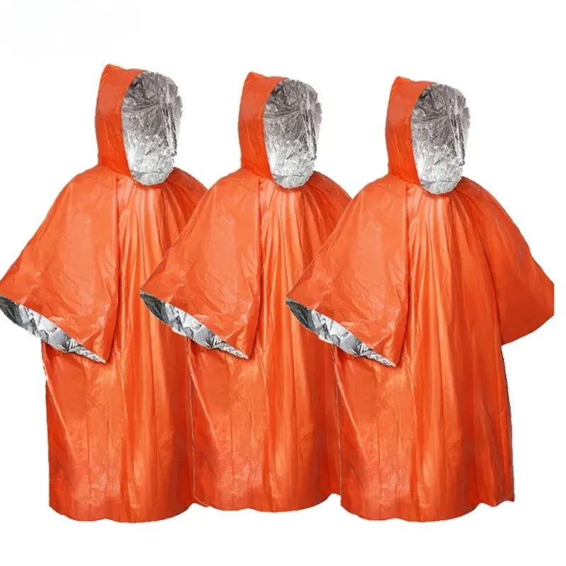 Outdoor Emergency Insulation Raincoat Multifunctional First Aid Raincoat Life Blanket Rainproof and Cold Resistant Dual-purpose