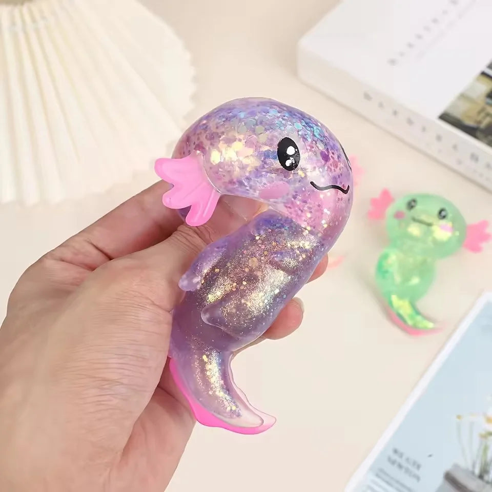 4pcs Colorful Salamander Toys Cute Malt Sugar Filled Stretchy Axolotl Fun Squeeze Birthday Supplies Party Favors Color Random