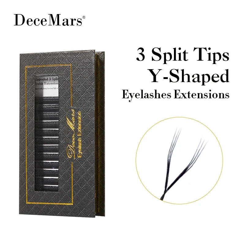 DeceMars 3 Split Tips Y-Shaped Eyelash Eextension Barely-There Effect