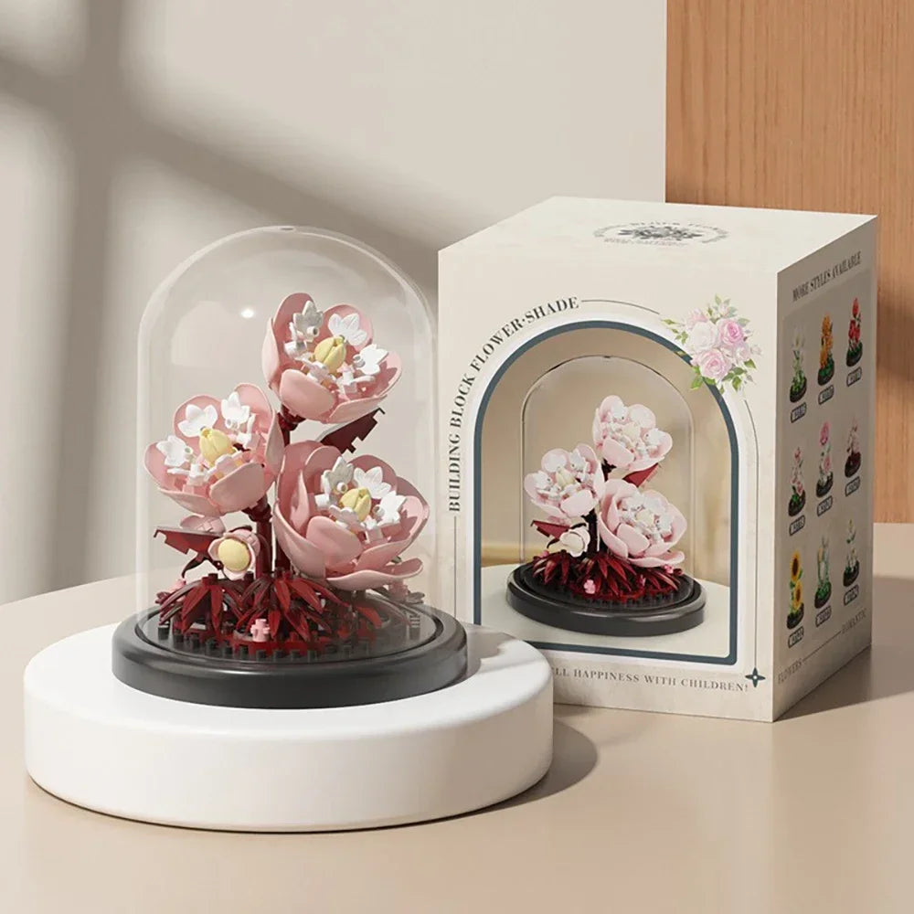 MOC Eternal Bouquet Rose Building Blocks Flower Building 3D Set DIY Eternal Bouquet Display Box Brick Toy for Home Office Decor