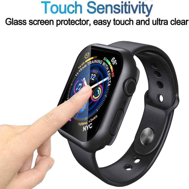 Glass+Cover For Apple Watch case 11 10 9 8 7 6 SE 5 Accessorie Screen Protector iwatch series 46mm 42mm 49mm 44mm 40mm 41mm 45mm
