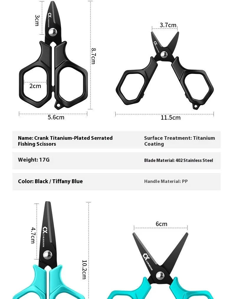 Portable titanium plated fishing scissors for hanging strings, PE line fishing line, Dali Ma stainless steel lure scissors