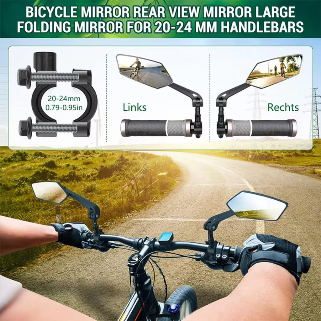 DOMEN Bicycle Rearview Wide Angle Mirror Cycling 360° Adjustable Rotate Road Bike Handlebar Rear View Mirrors Bike Accessories