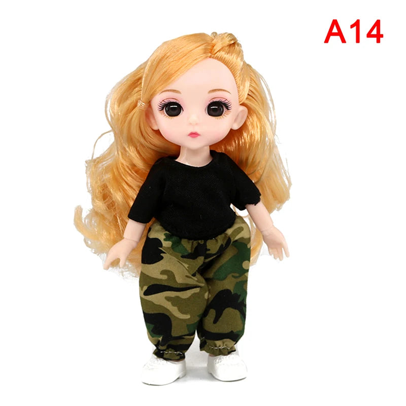 BJD 16CM Doll 13 Movable Joints Casual Fashion Princess Clothes Suit Accessories Nude Decoration Multicolor Hair Girl Gift Toy
