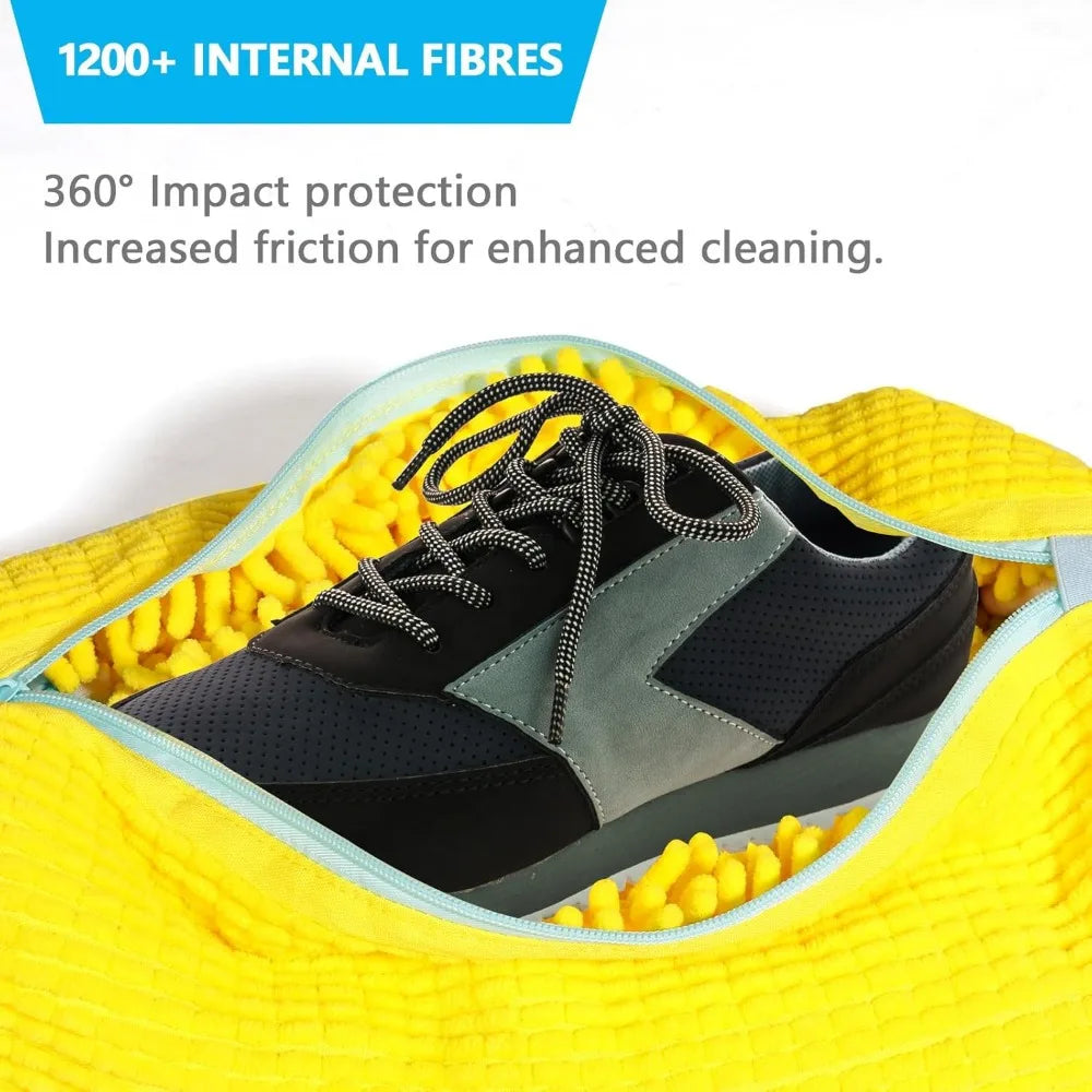 Durable Mesh Shoe Wash Bag with Zipper Rich Fluff Inside Protects Sneakers Casual Shoes in Washer Dryer Travel Storage Organizer