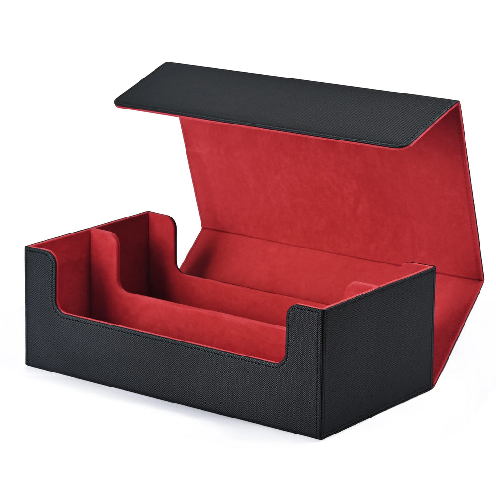 Card Storage Box, Card Deck Case Holds 1200+ Single Sleeved Cards, Strong Magnetic PU Leather Card boxes for TCG