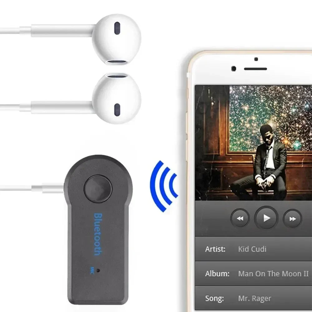 Bluetooth 5.0 Wireless Audio Receiver 3.5mm AUX Car Adapter, Mobile Phone Hands-Free Stereo Music Converter Wireless Car Adapter