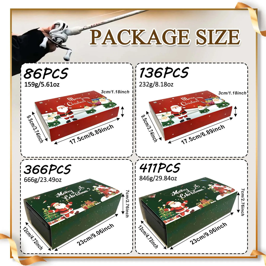 411/366/136/86Pcs of Christmas fishing lure set with storage box,  which is common in salt water and fresh water