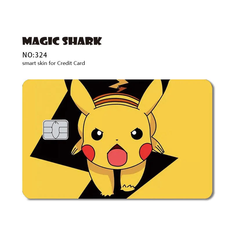 Maigc Shark Cute Pokemons Mewtwo Eevee Pikachu Gengar Sticker Film Cover for Debit Credit Card No Fade