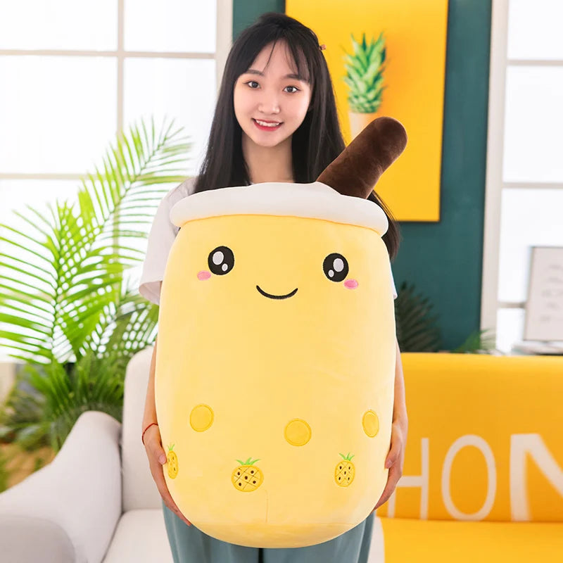 Kawaii Boba Fruit Bubble Tea All Series Cartoon Plush Toy Stuffed Animals Cute Food Milk Tea Soft Toys Room Decor Pillow Gifts