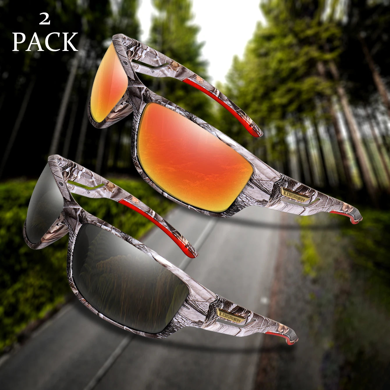 LOISRUBY Polarized Cycling Sunglasses Camouflage Driving Outdoor Sports Fishing Running Goggles UV400 Tacakle Eyewear